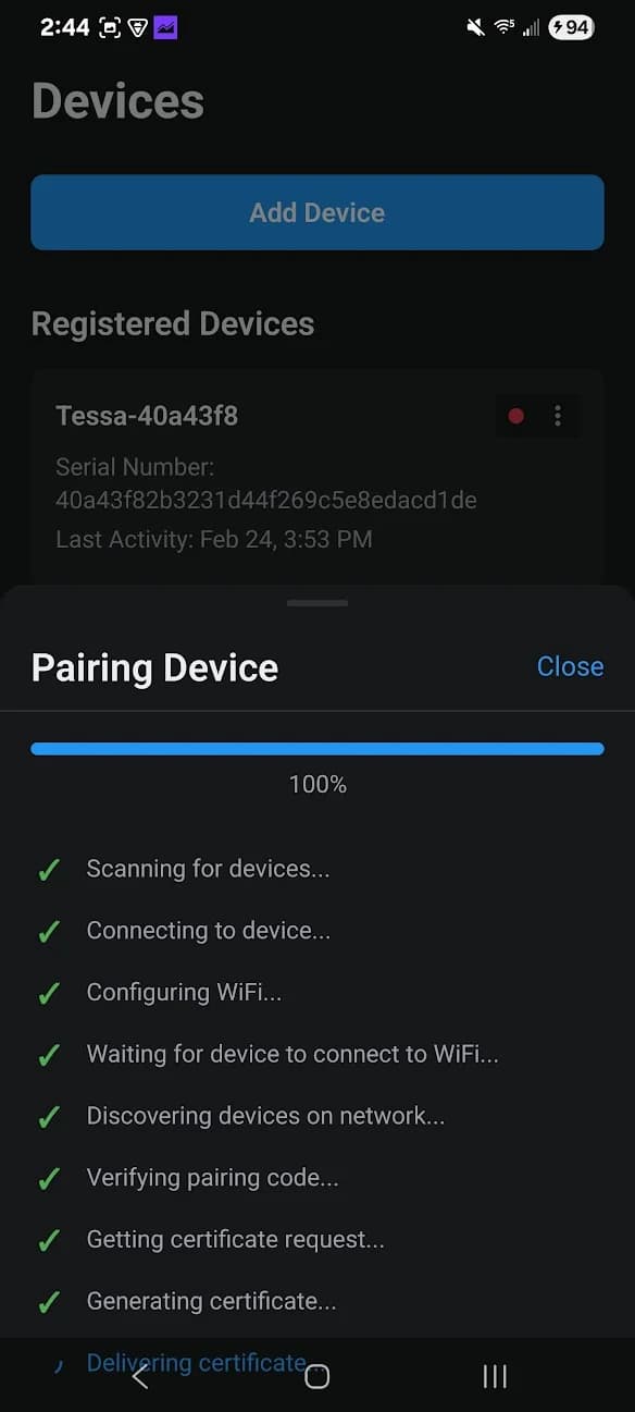 Completing pairing
